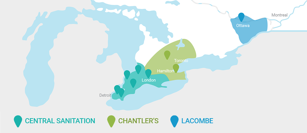 Map for Central Sanitation, Chantler’s, Lacombe